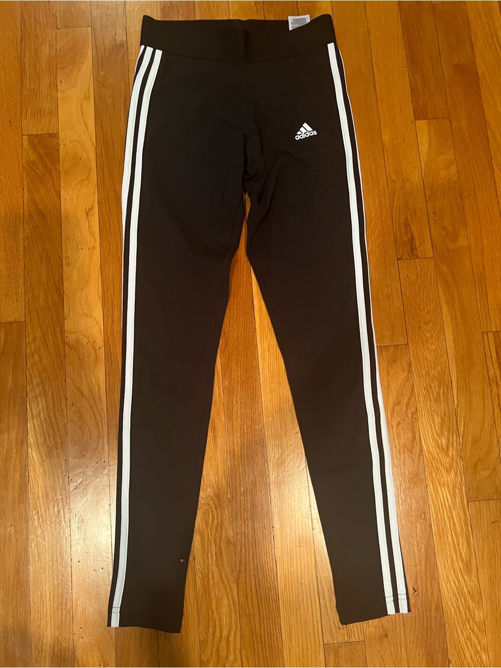 adidas Black Track Leggings with White Side Stripes